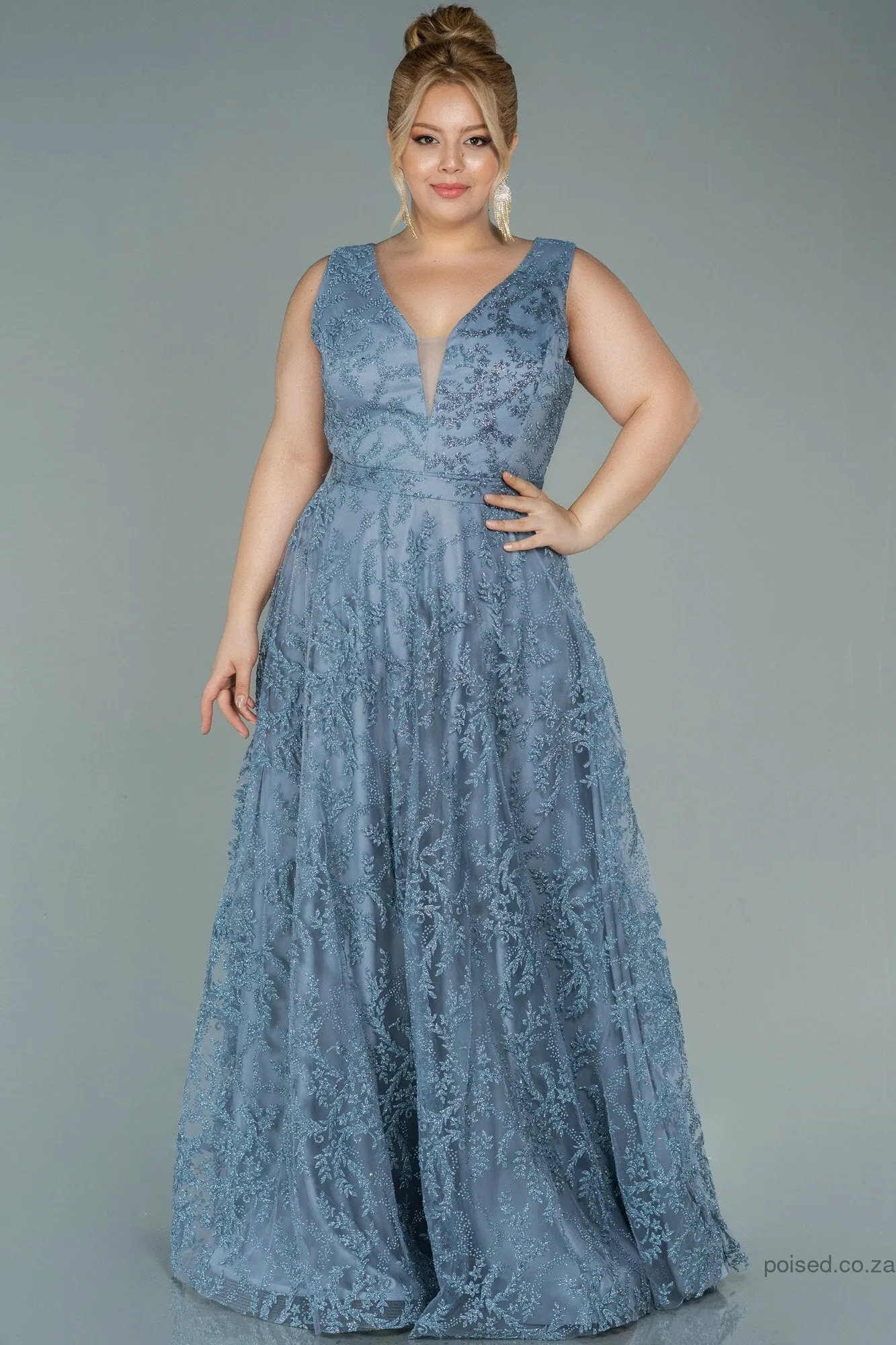 29944 Blue Embroidered Tulle Princess Dress
