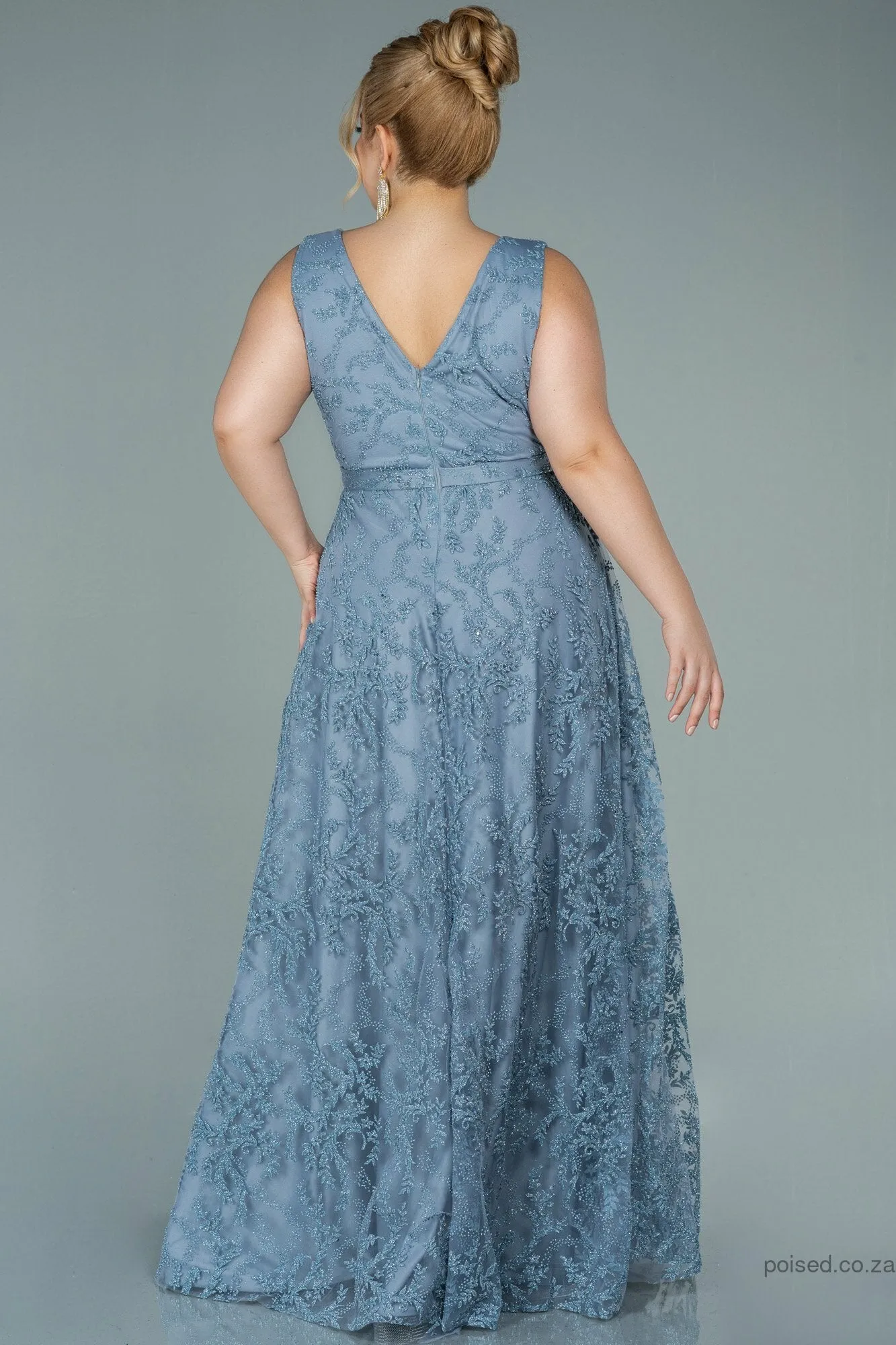 29944 Blue Embroidered Tulle Princess Dress