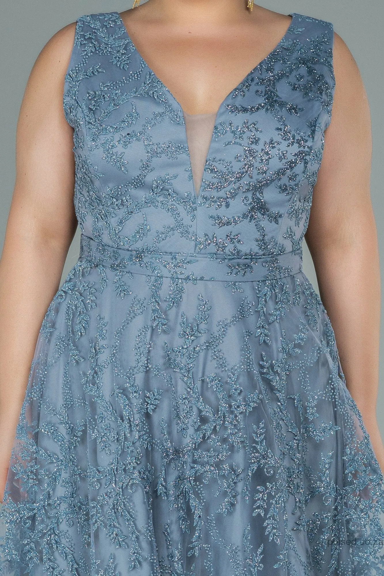 29944 Blue Embroidered Tulle Princess Dress
