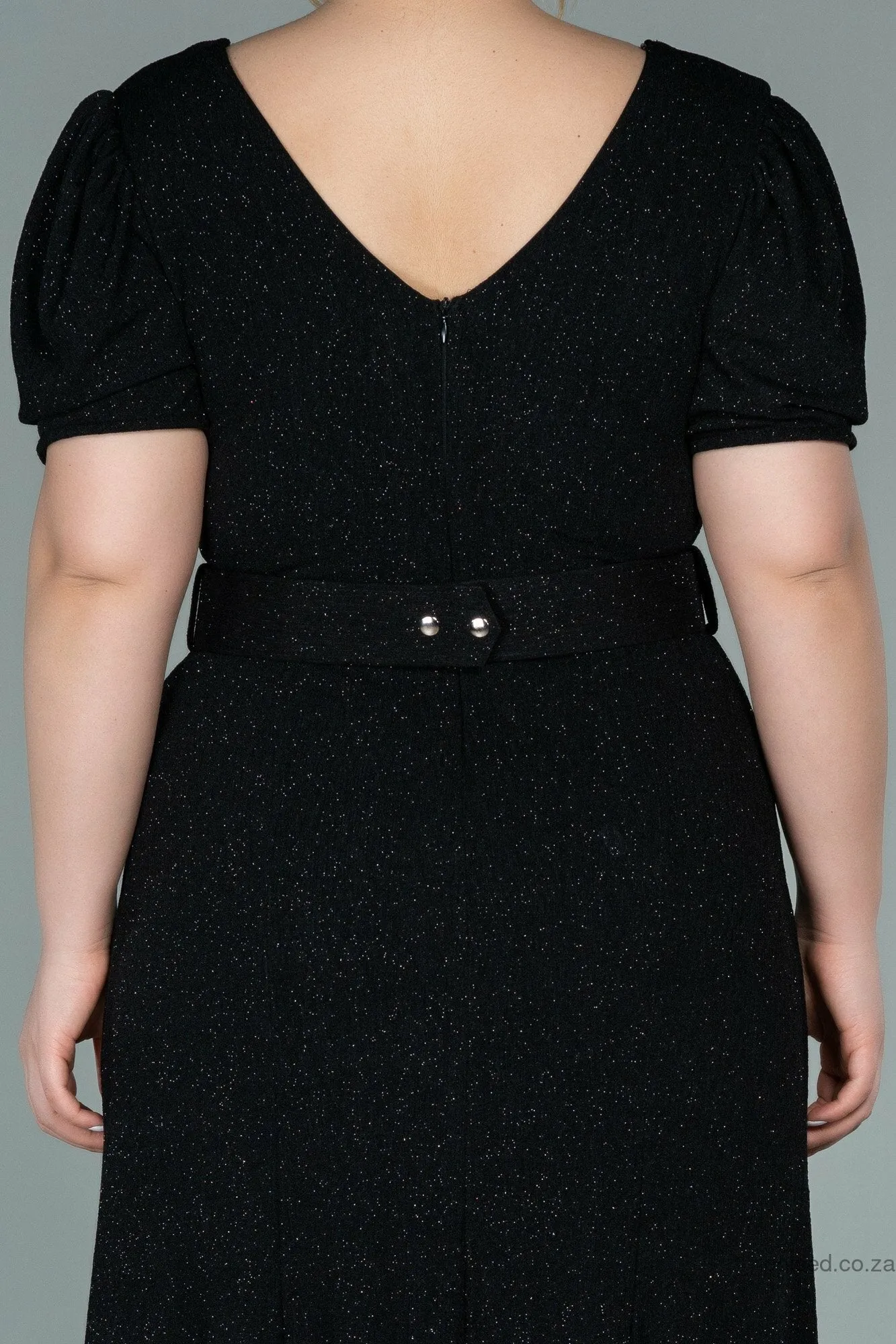29957 Black Belted Shimmer Dress