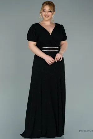 29957 Black Belted Shimmer Dress
