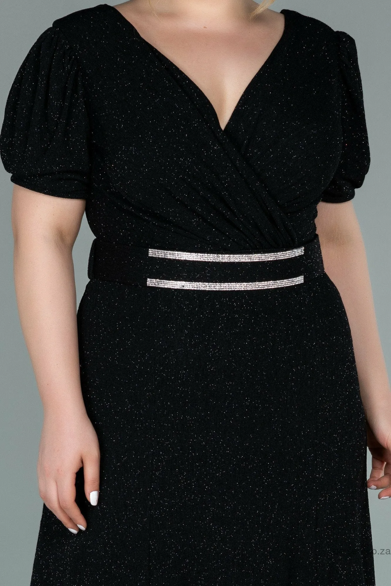 29957 Black Belted Shimmer Dress