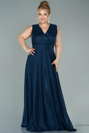 29964 Navy Blue Shimmer Maxi A-Line Dress