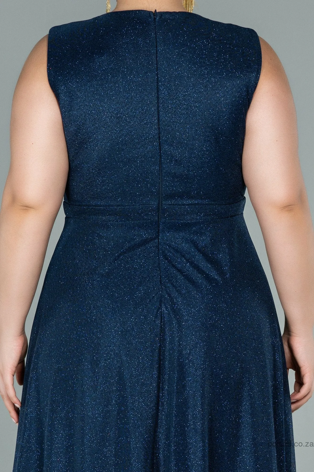 29964 Navy Blue Shimmer Maxi A-Line Dress