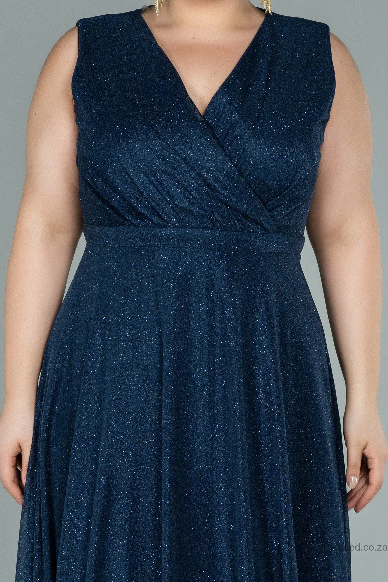 29964 Navy Blue Shimmer Maxi A-Line Dress