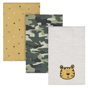 3-Pack Baby Boys Tiger Knit Burp Cloths