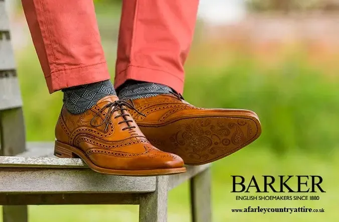 30% OFF BARKER McClean Shoes - Mens Brogue - Cedar Calf & Paisley Laser: Size: UK 10 & 12