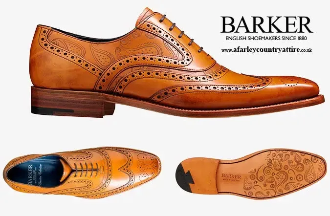 30% OFF BARKER McClean Shoes - Mens Brogue - Cedar Calf & Paisley Laser: Size: UK 10 & 12