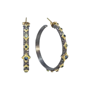 35MM LONDON BLUE TOPAZ CRIVELLI HOOP EARRING