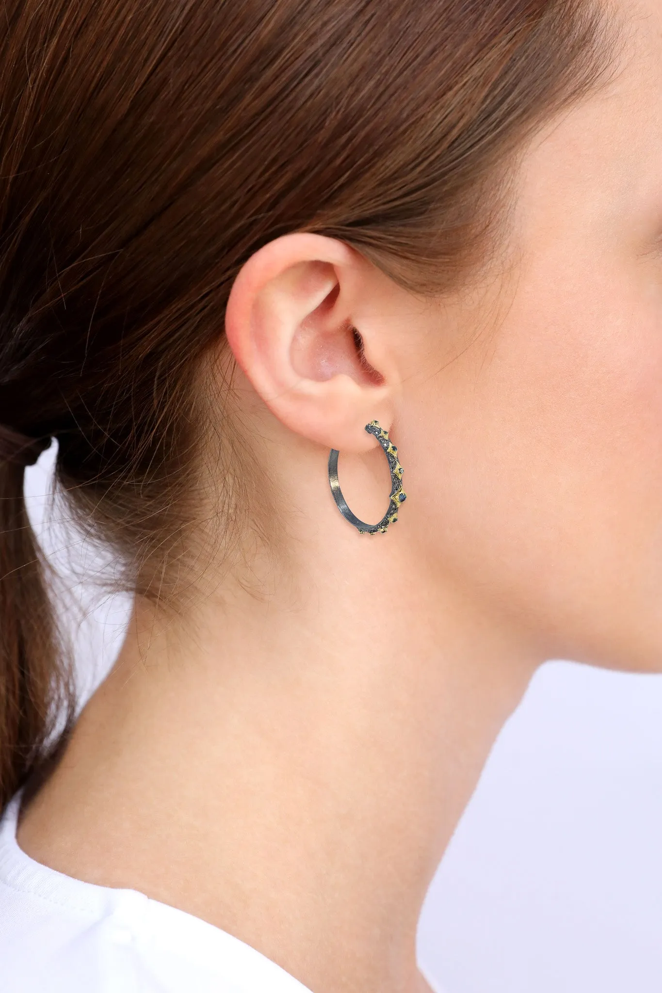 35MM LONDON BLUE TOPAZ CRIVELLI HOOP EARRING