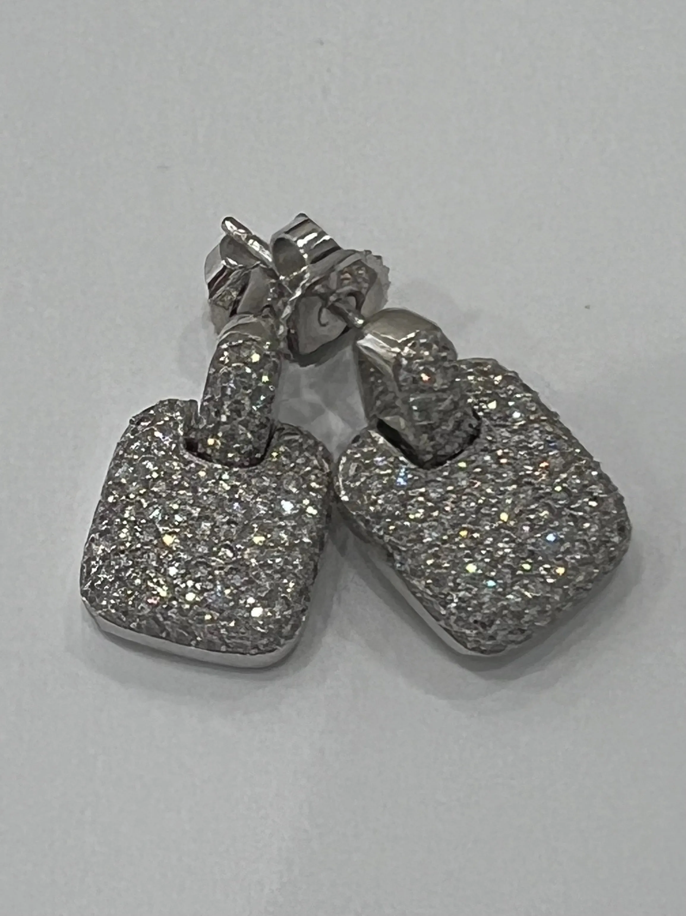 3605AE 18KT Diamond Dog Tag Earrings