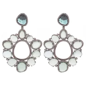 52ct Green Amethyst & Diamond Drop Earrings
