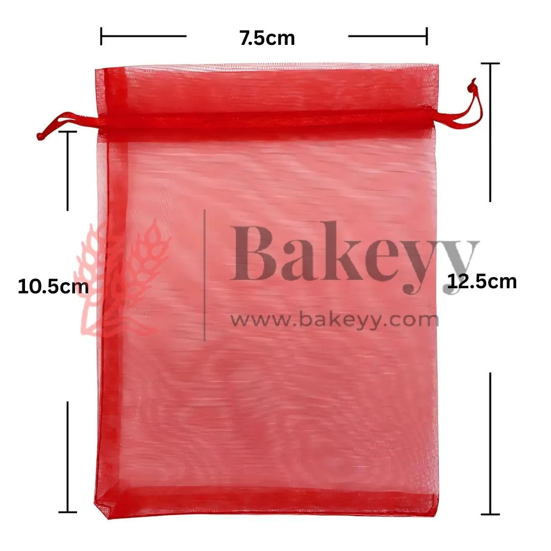 7x12cm| Red Organza Drawstring Bag| Potli Bag for Gifting Chocolates, Jewellery| Perfect for Small Items| Pack of 50