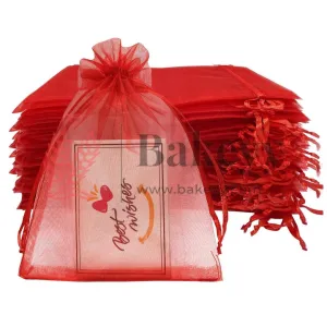7x12cm| Red Organza Drawstring Bag| Potli Bag for Gifting Chocolates, Jewellery| Perfect for Small Items| Pack of 50