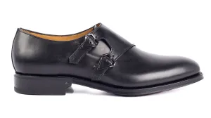 913 Alberto Double Monk Calfskin Leather Black