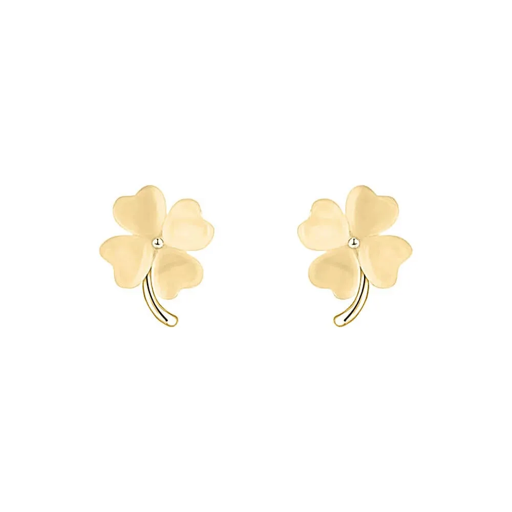 925 Silver Cat's Eye Four Leaf Clover Earrings