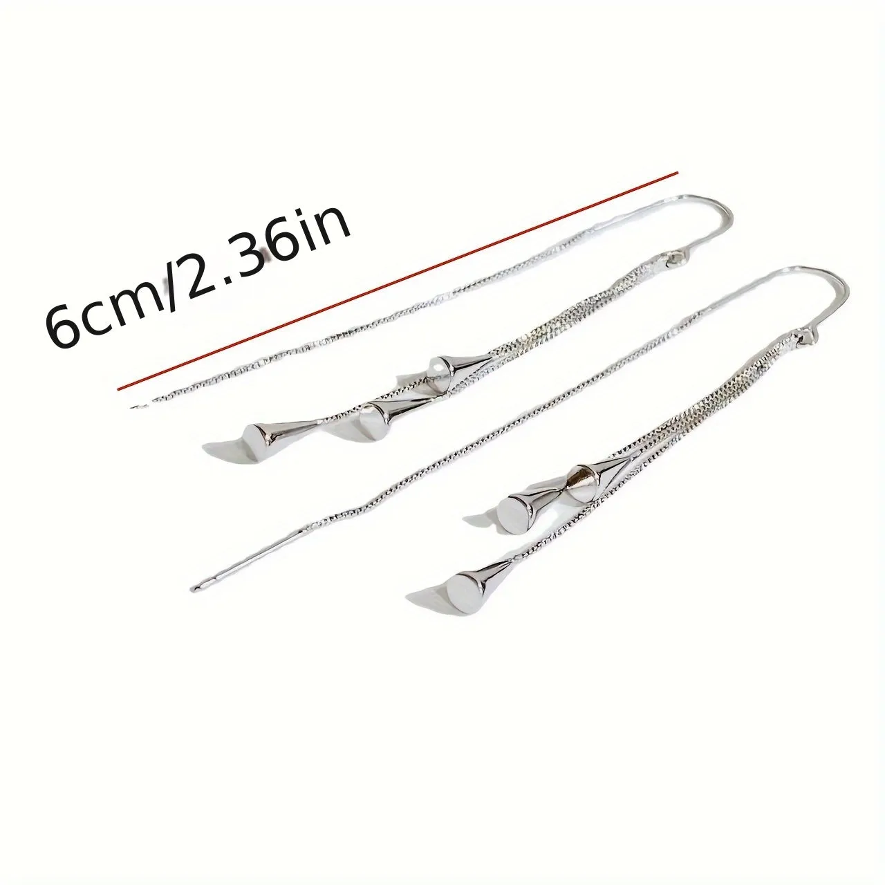 925 Silver Long Water Drop Tassel Earrings