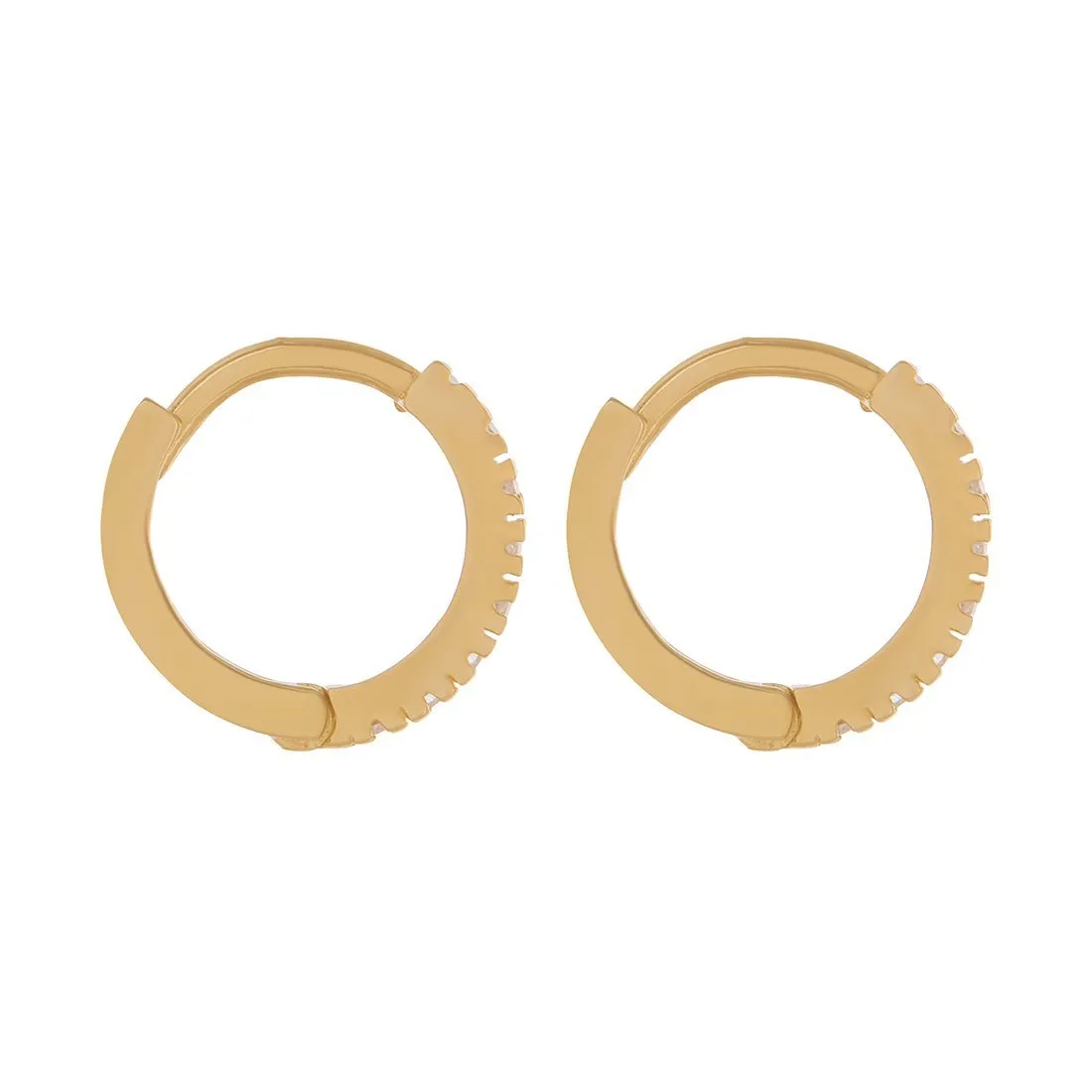 9ct Yellow Gold Hoop Claw Set Earrings with Cubic Zirconia