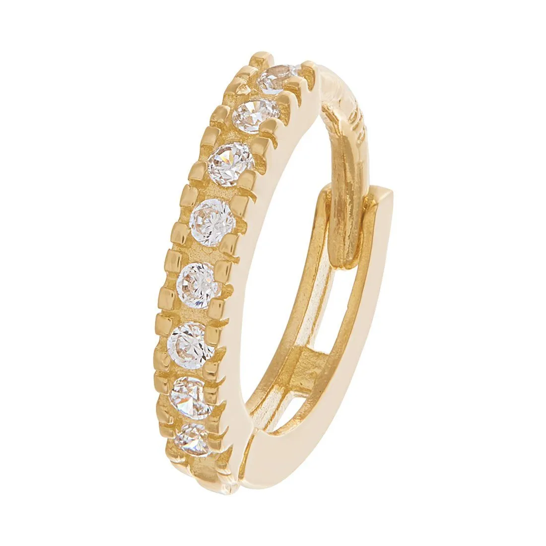 9ct Yellow Gold Hoop Claw Set Earrings with Cubic Zirconia
