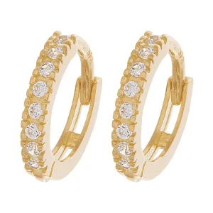 9ct Yellow Gold Hoop Claw Set Earrings with Cubic Zirconia