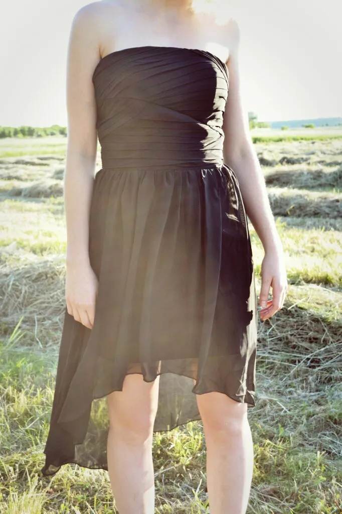 A-line Strapless Hi-low Length Chiffon Sleeveless Prom Dress