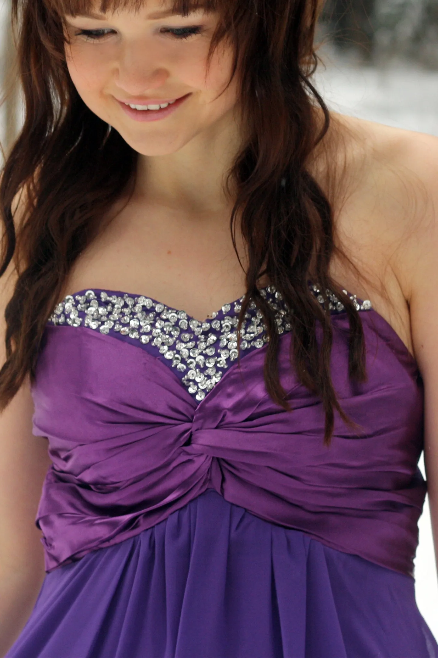 A-line Sweetheart Floor Length Chiffon Rhinestone Prom Dress