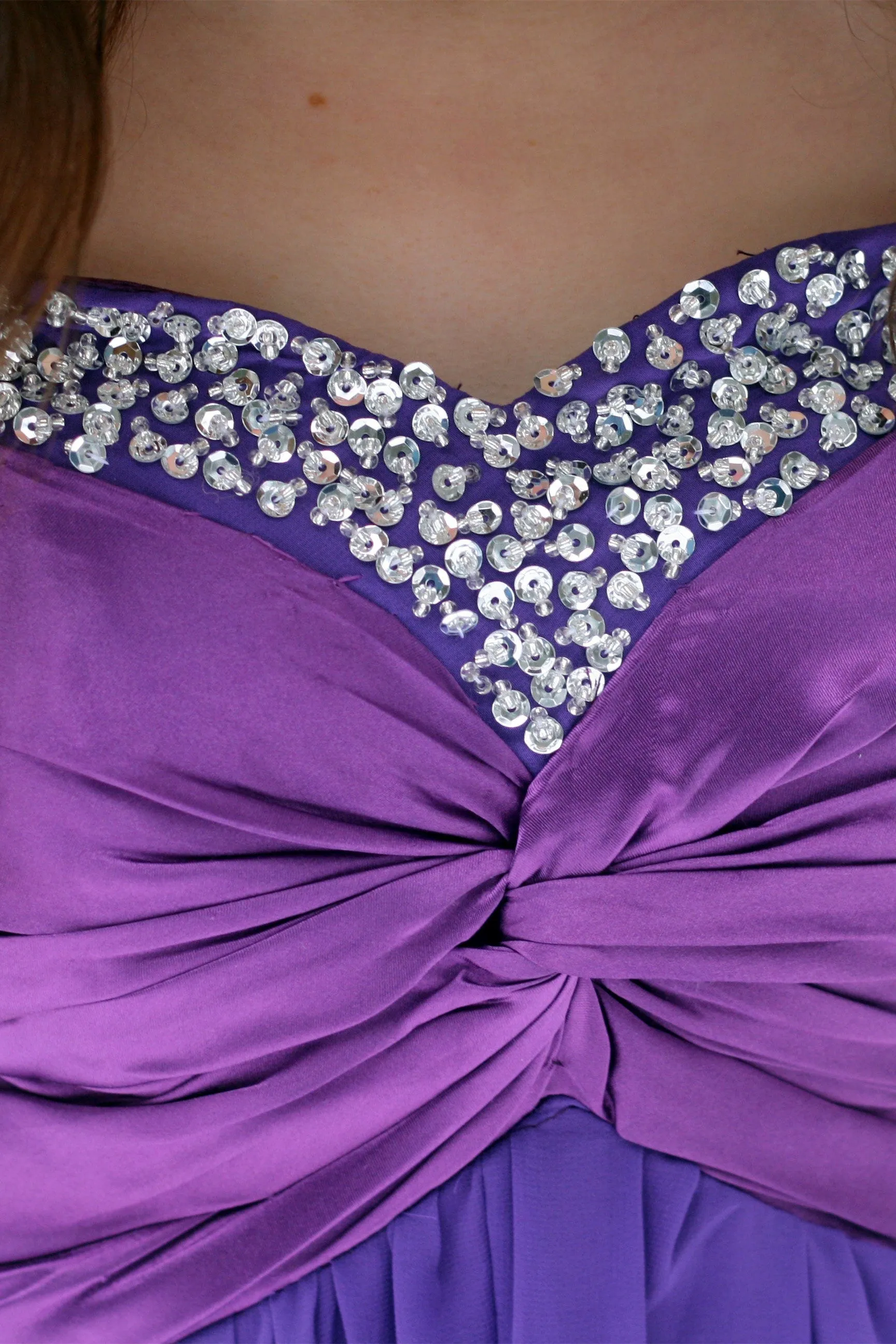 A-line Sweetheart Floor Length Chiffon Rhinestone Prom Dress
