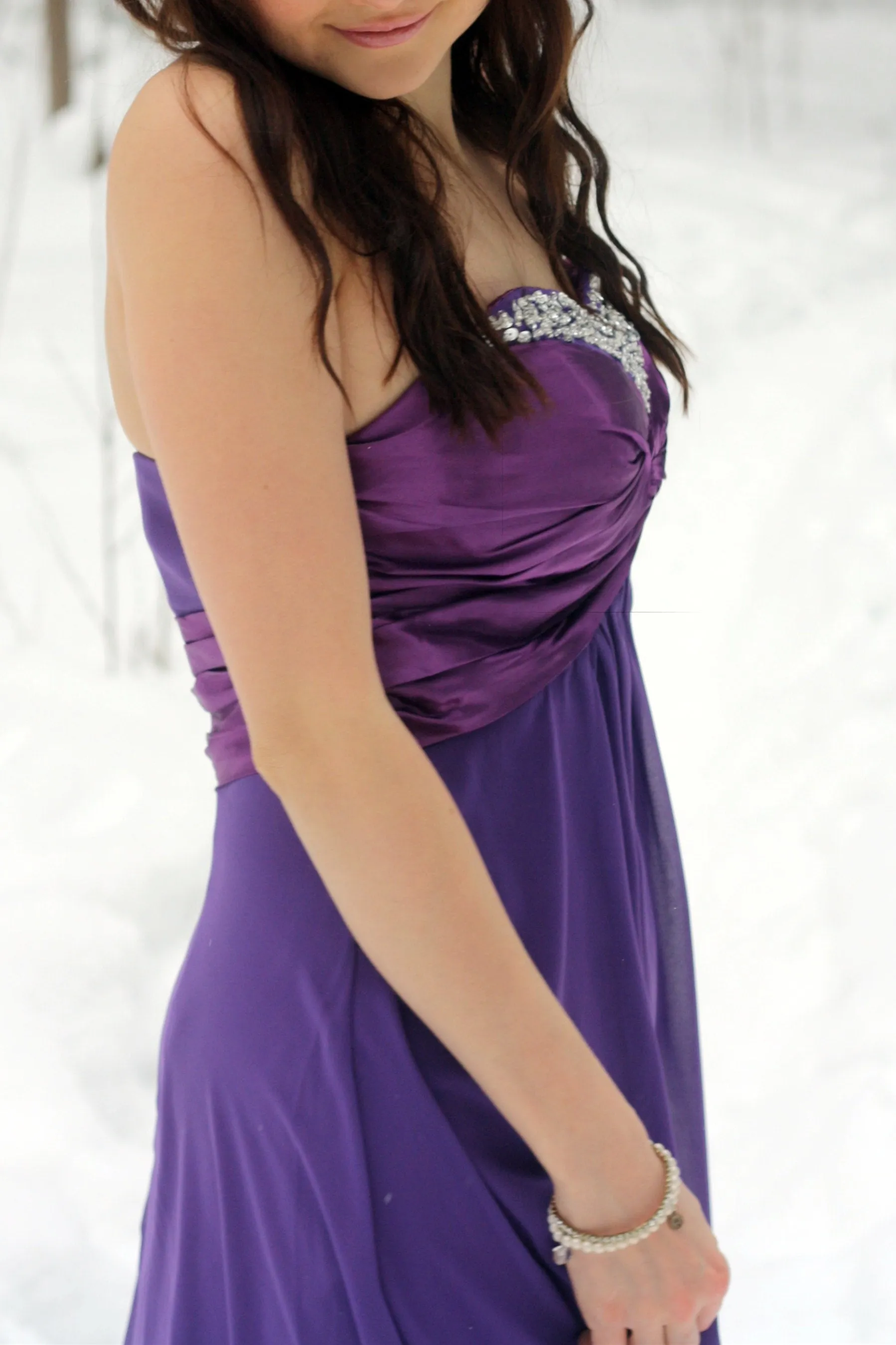 A-line Sweetheart Floor Length Chiffon Rhinestone Prom Dress
