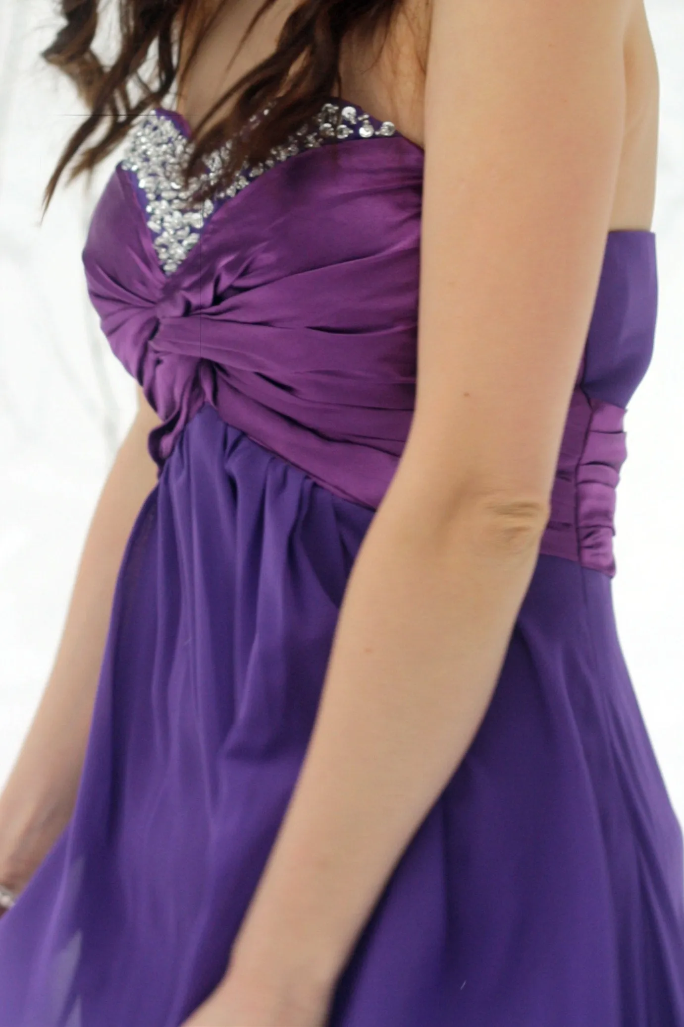 A-line Sweetheart Floor Length Chiffon Rhinestone Prom Dress