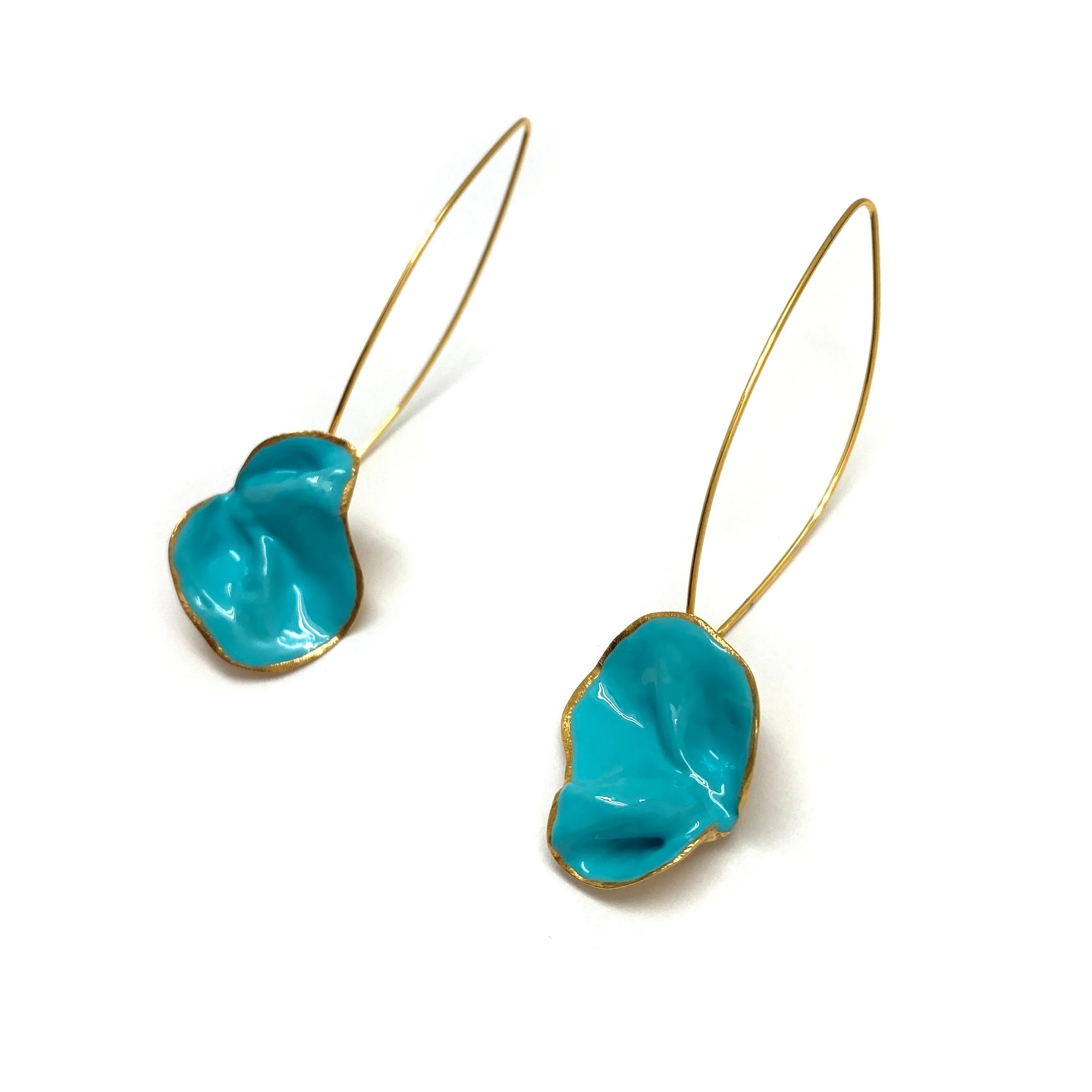 Abstract Turquoise and Gold Earrings