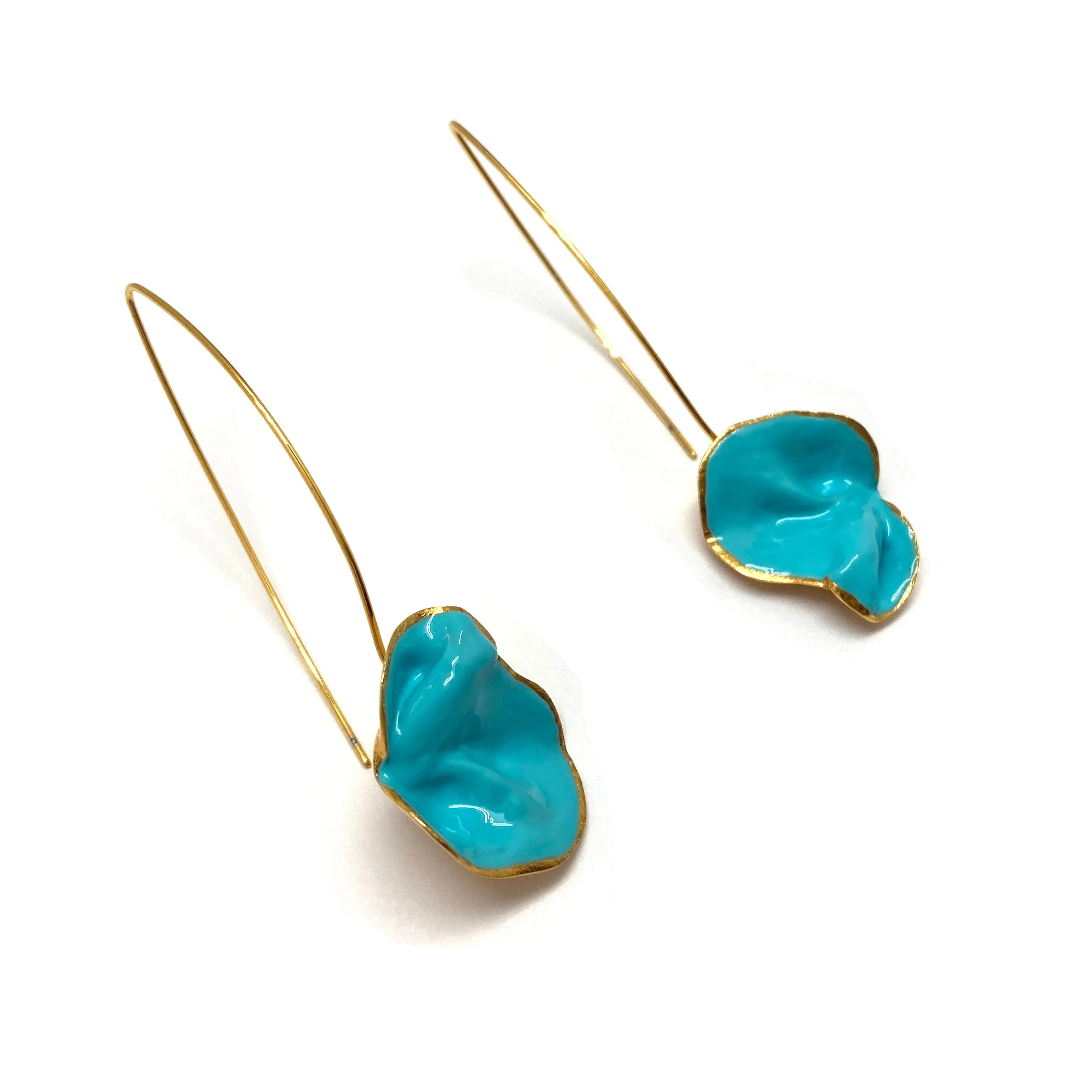 Abstract Turquoise and Gold Earrings