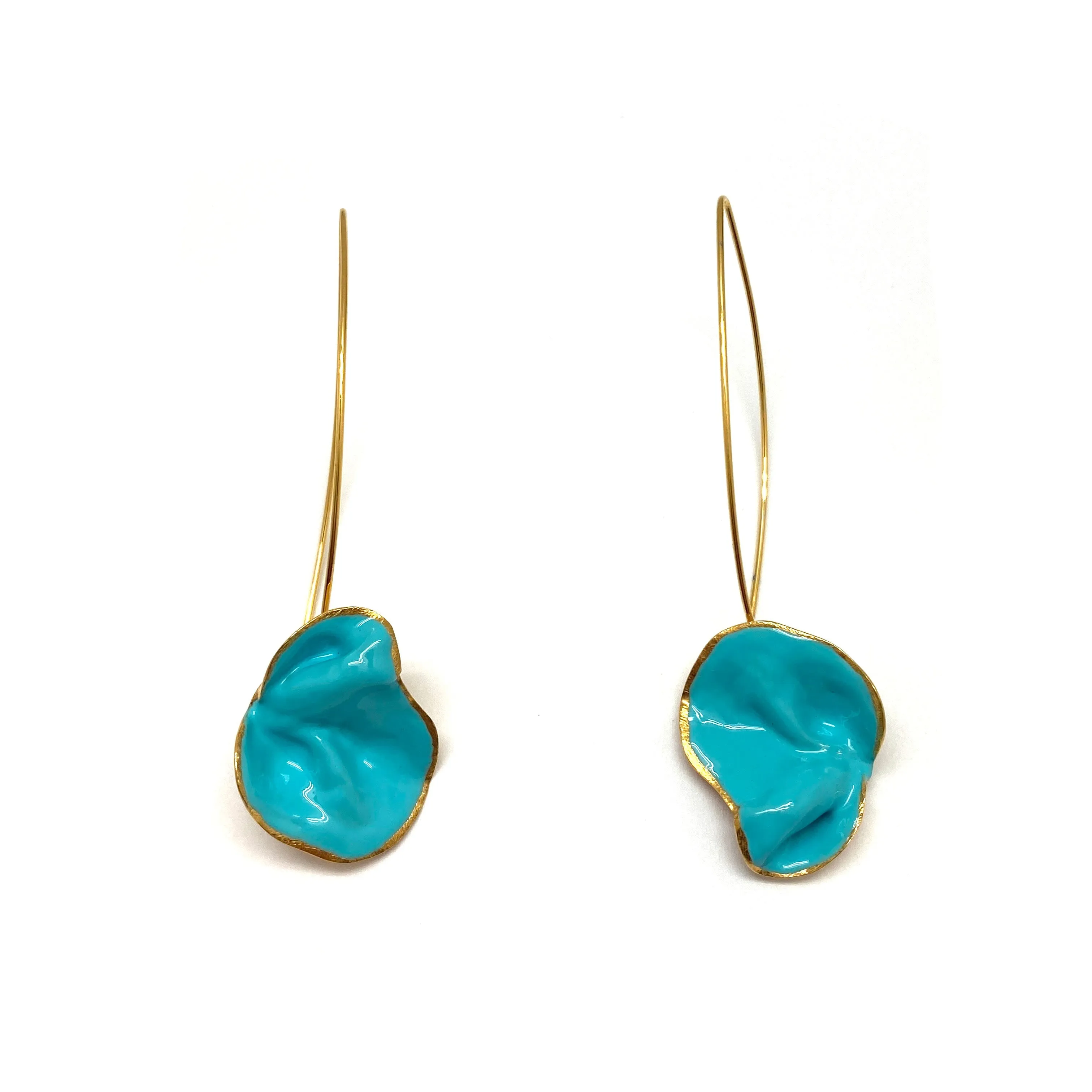 Abstract Turquoise and Gold Earrings