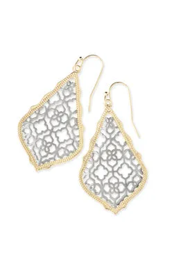 Addie Earrings Gold Rhodium Filigree Mix