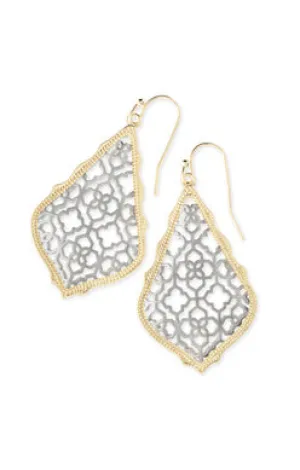 Addie Earrings Gold Rhodium Filigree Mix