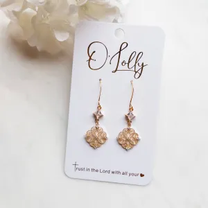 “Adeline” Dainty Clear Glass Dangle Earrings