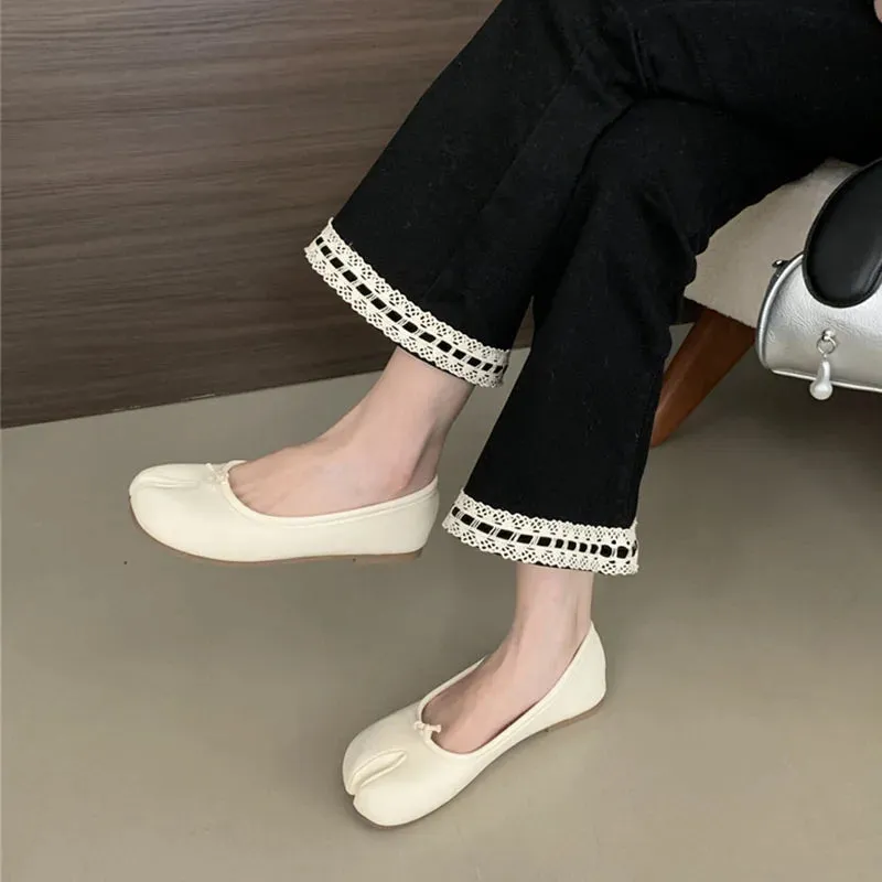 ADVBRIDGE  -  Spring New Brand Women Flat Shoes Fashion Candy Color Ladies Split Toe Shallow Slip On Boat Shoes Dress Loafer Shoes New