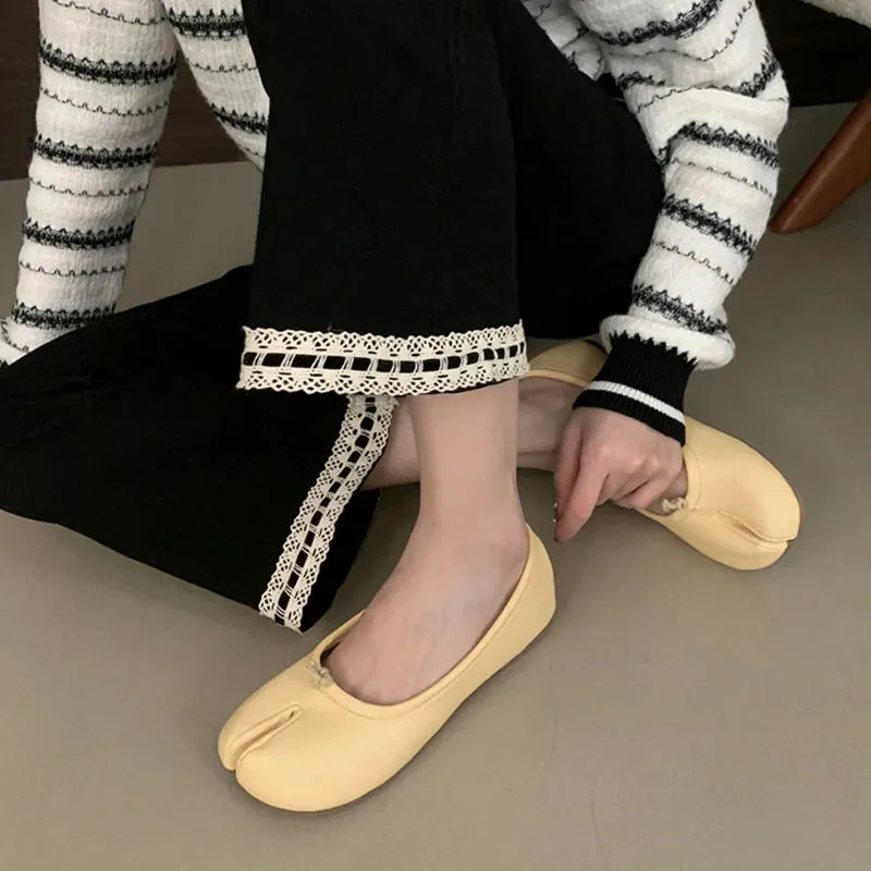 ADVBRIDGE  -  Spring New Brand Women Flat Shoes Fashion Candy Color Ladies Split Toe Shallow Slip On Boat Shoes Dress Loafer Shoes New