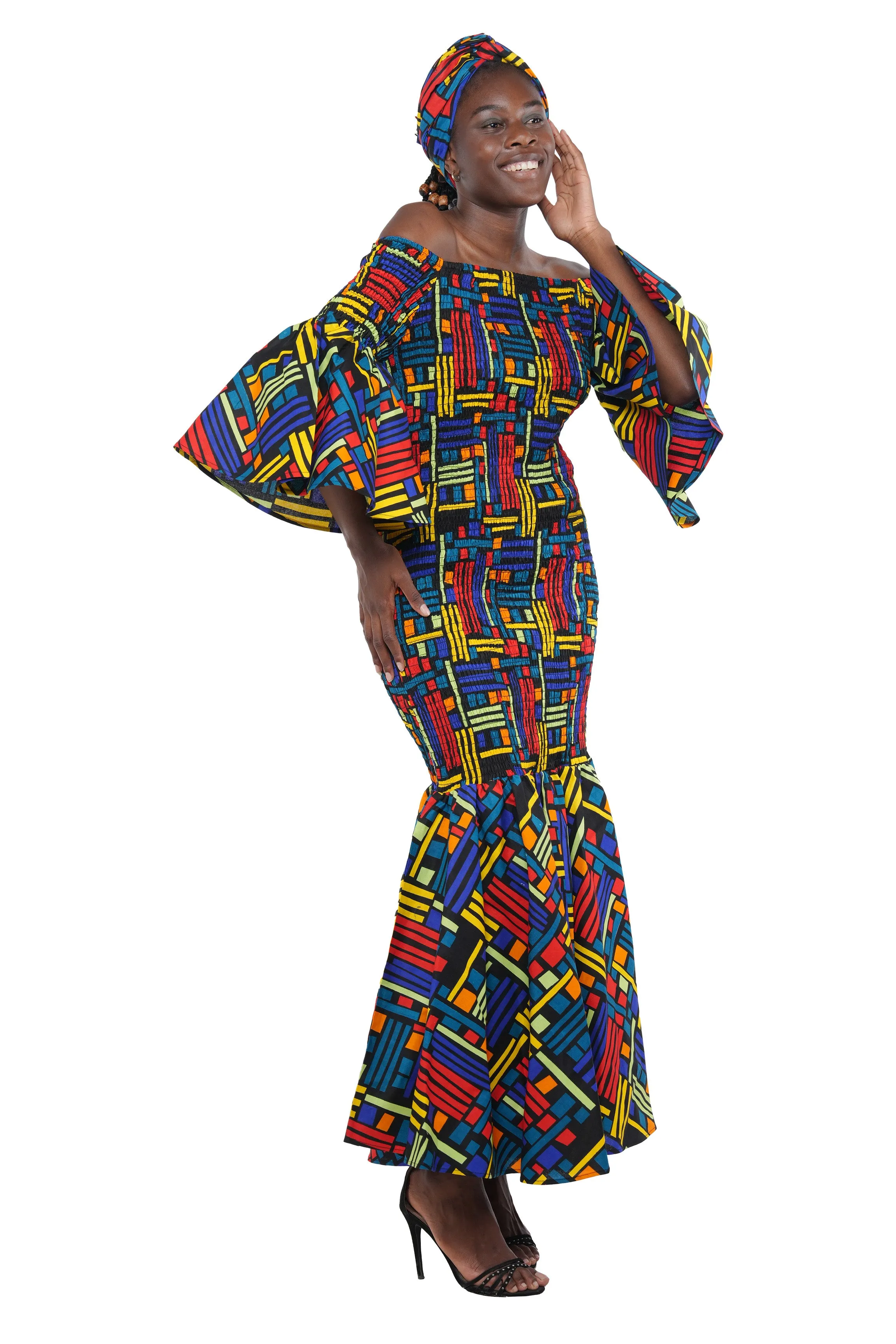 African Long Smoked Mermaid/Fish Tail Dress