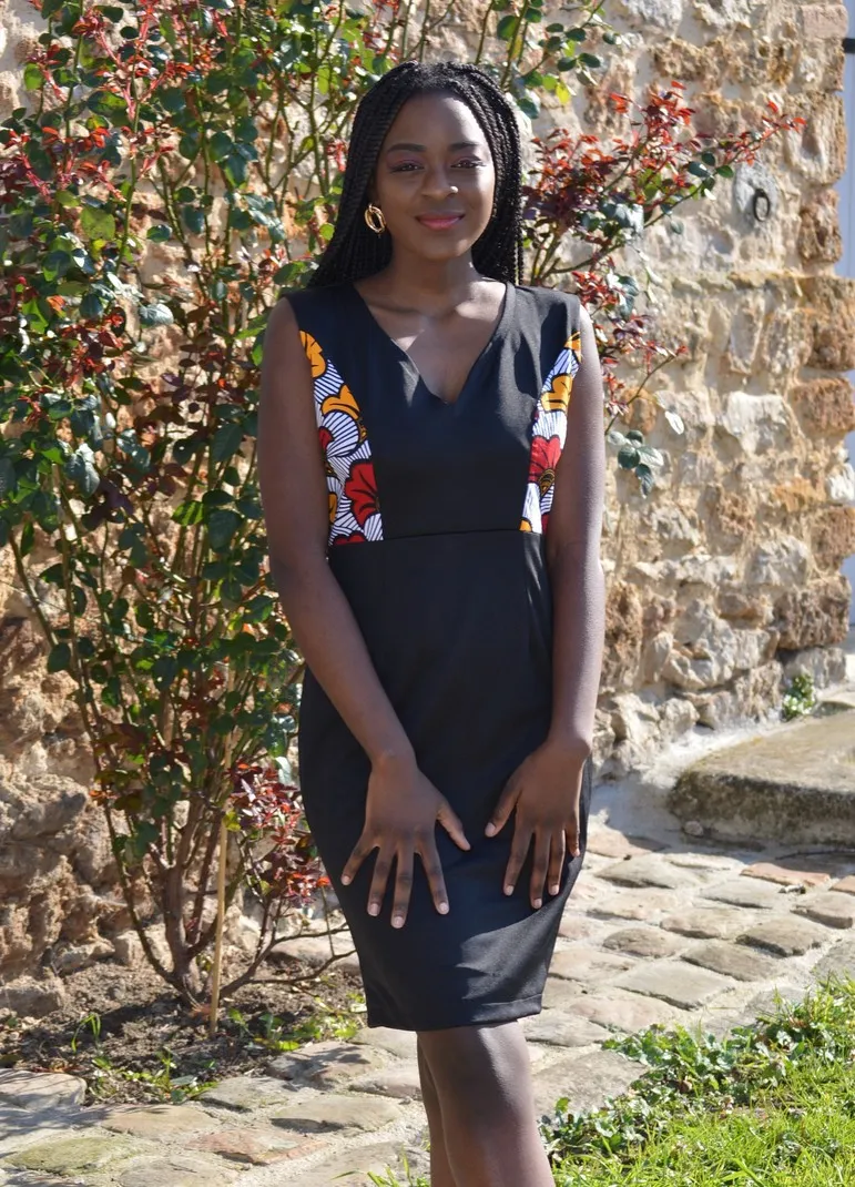 African Side-Sash Flower Mini Dress