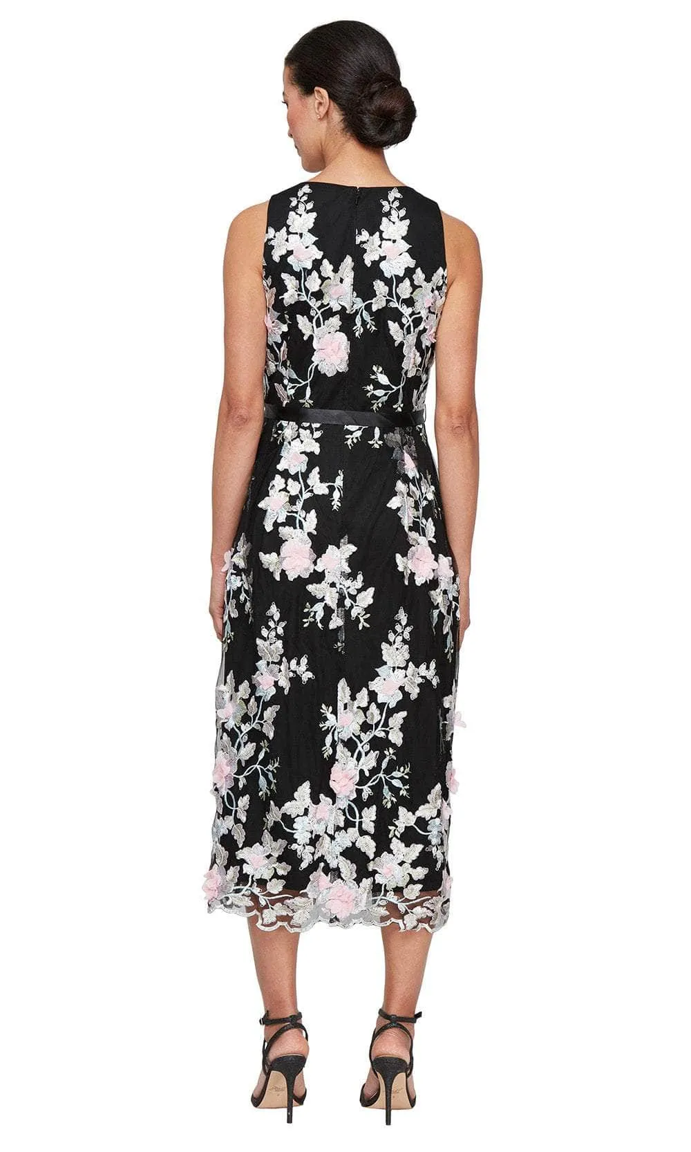 Alex Evenings 81171760 - 3D Floral Applique Tea-Length Dress