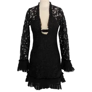 Alexis Nuray Black Lace Deep V Mini Dress Size XS