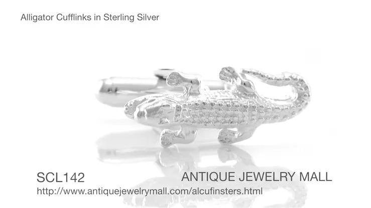 Alligator Cufflinks in Sterling Silver