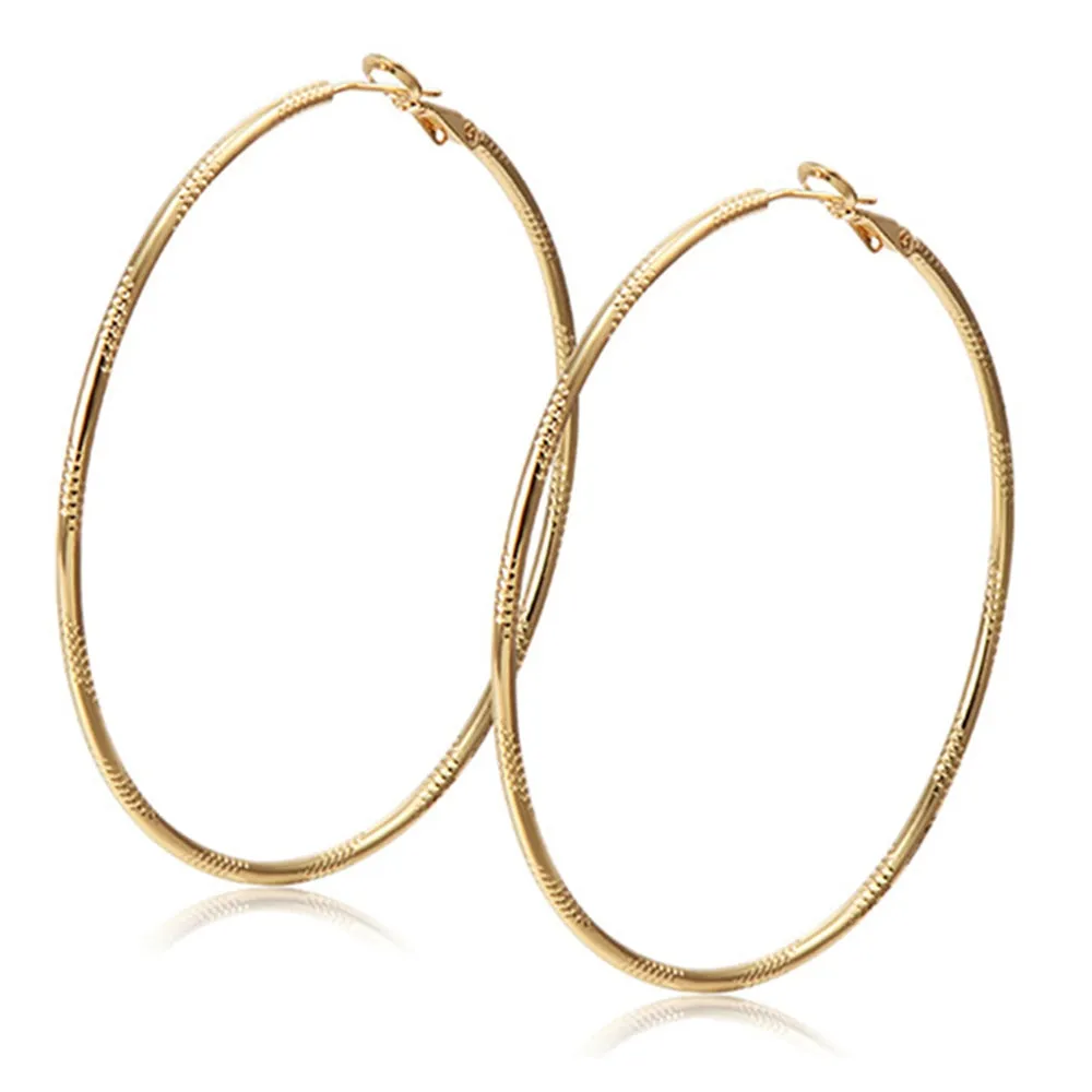 Alloy Engraved Hoop Earrings