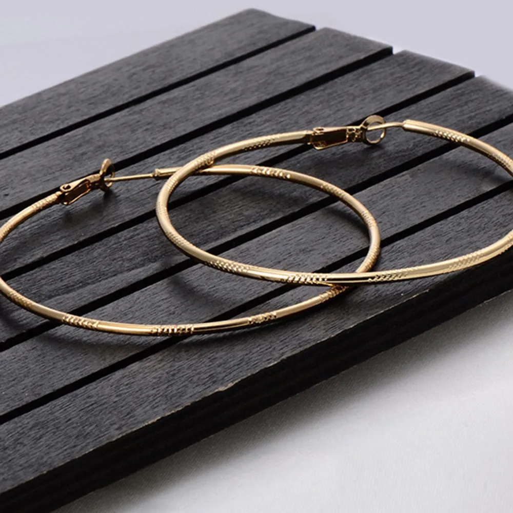 Alloy Engraved Hoop Earrings