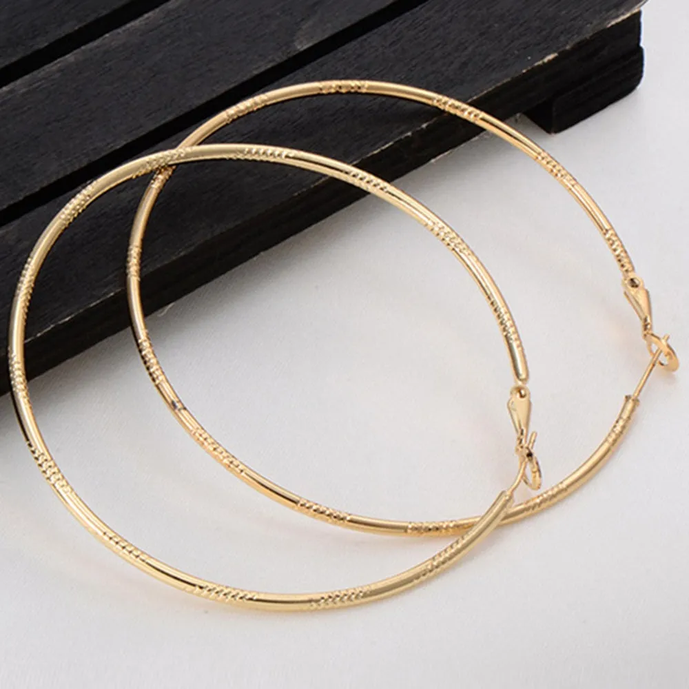 Alloy Engraved Hoop Earrings