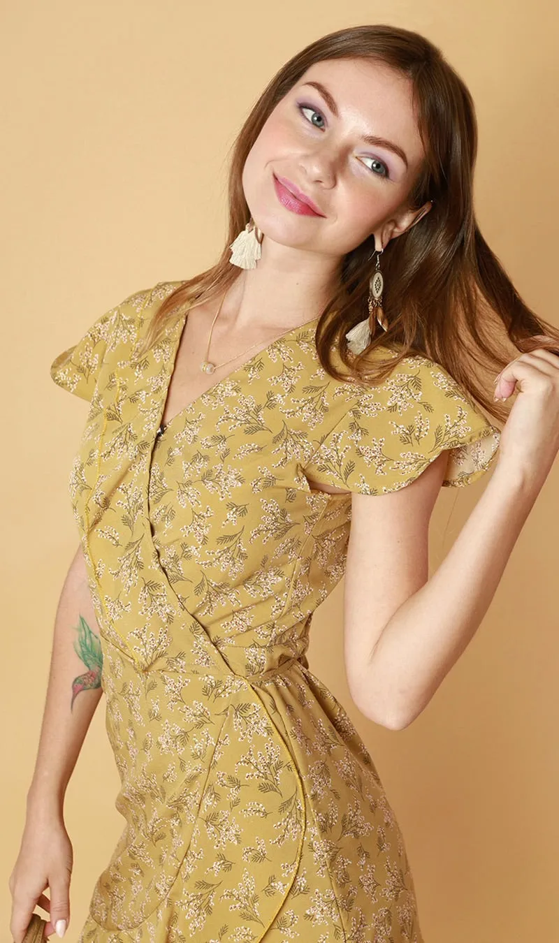 AMBROSIA Wraparound Dress (Mustard)