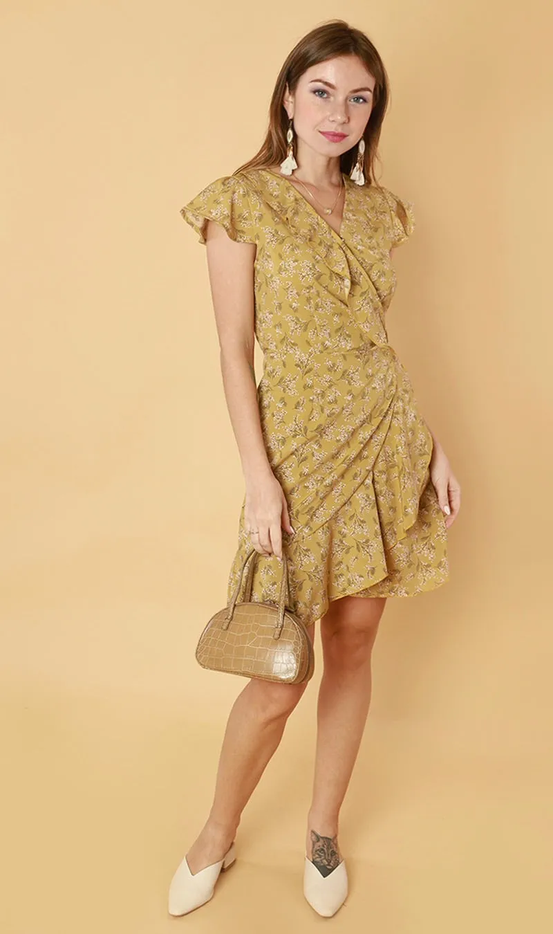 AMBROSIA Wraparound Dress (Mustard)