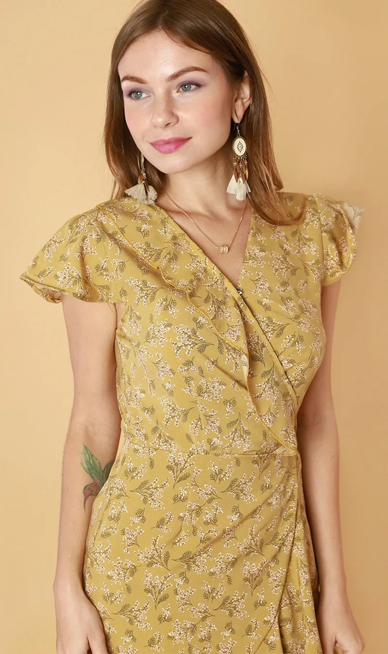 AMBROSIA Wraparound Dress (Mustard)