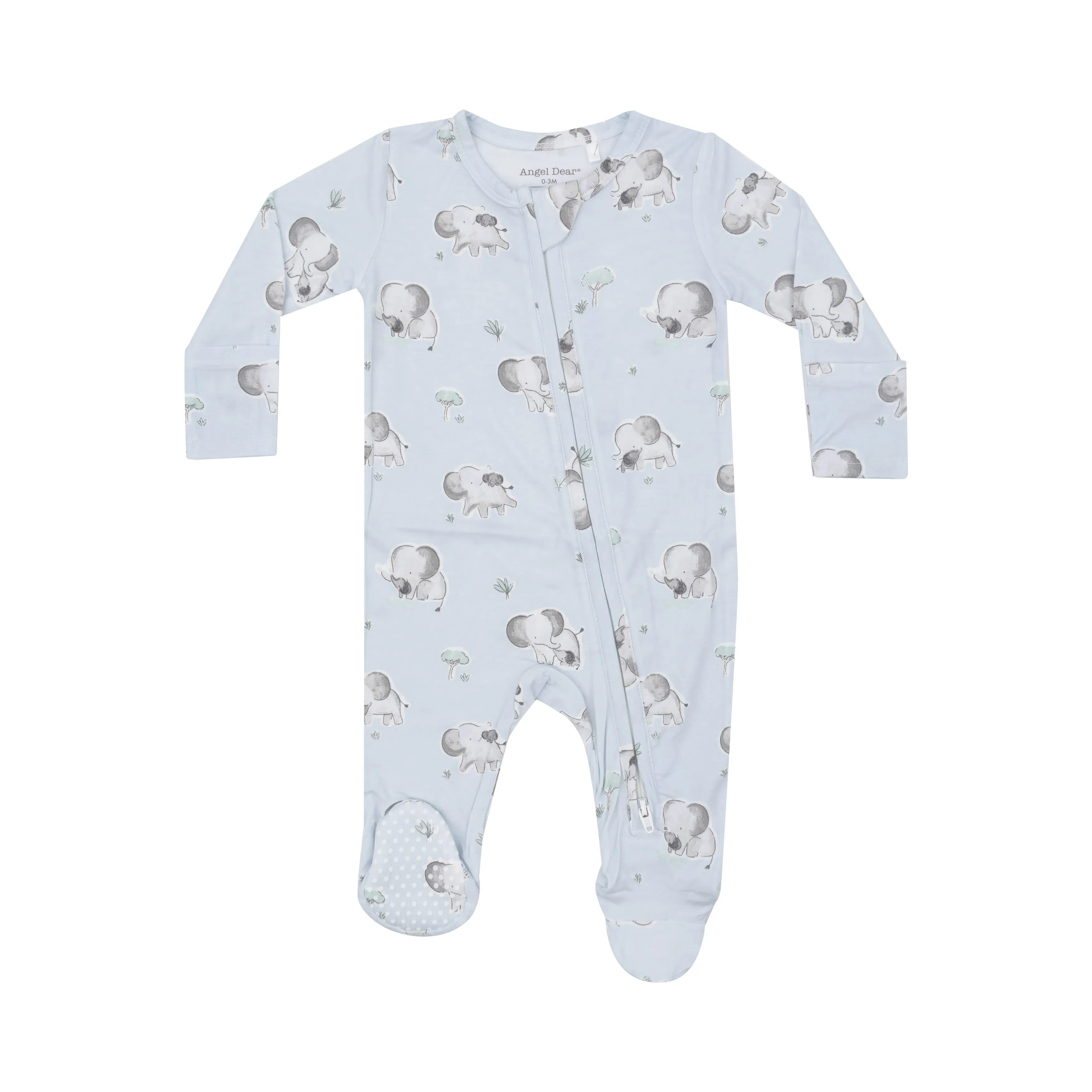 Angel Dear Grey Elephants 2 Way Zipper Footie