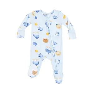 Angel Dear Hanukkah 2-Way Zip Footie Blue